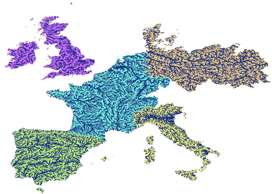 Auszug aus den Resultaten: Das Gewässernetz Europas